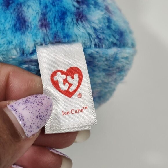 Ty Beanie Boos Ice Cube Blue Penguin Plush Stuffed Animal  2015 Glitter Eyes - Picture 6 of 8